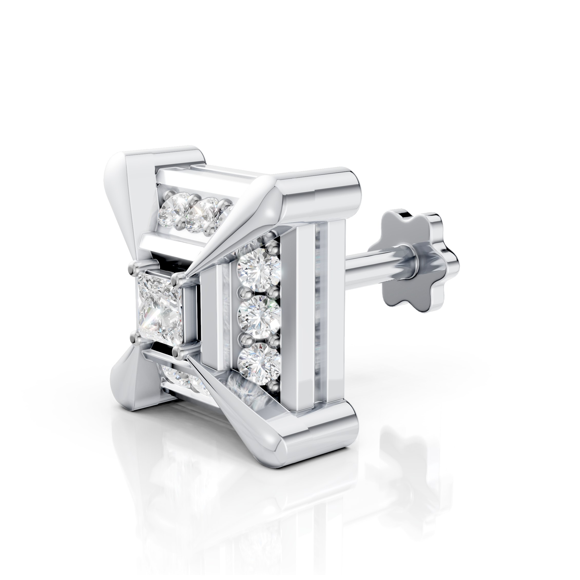 Princess Cut Diamond Frame Stud (1 PC)