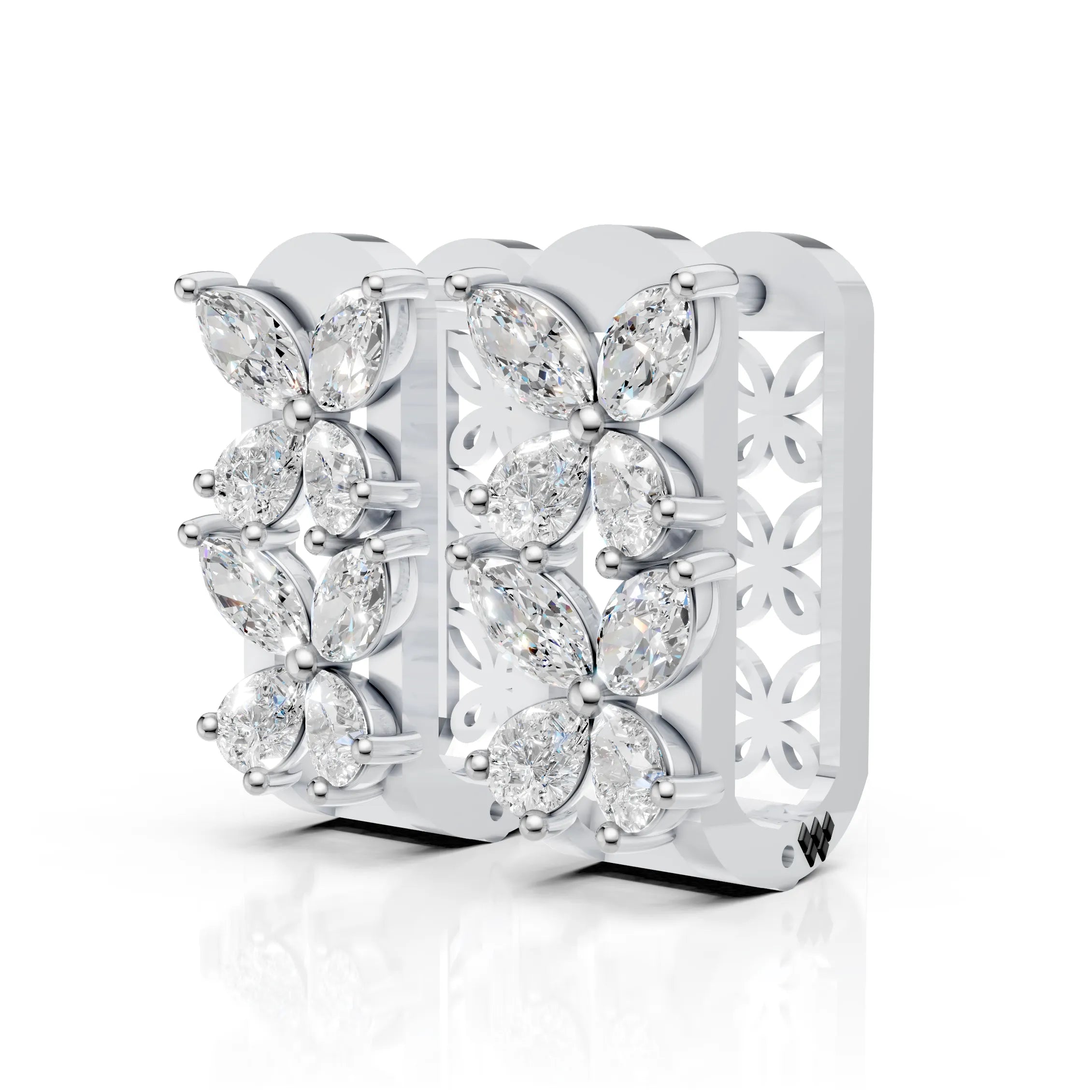 Diamond Blossom Hoops (1 Pair)