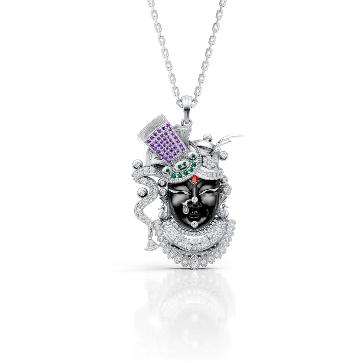 Shreenathji Pendant with Moissanite Diamonds