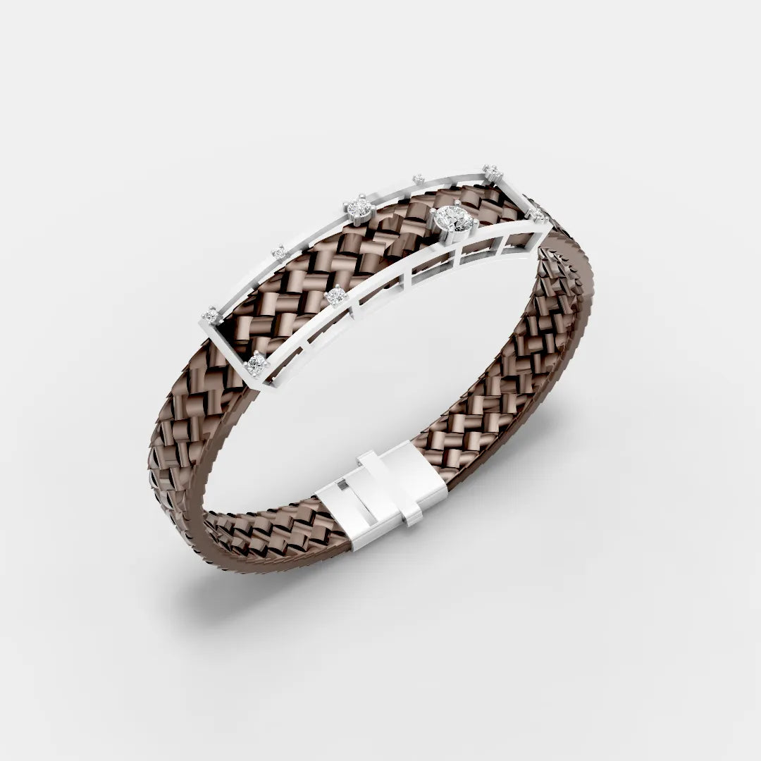 925 Sterling Silver Minimal Diamond Leather Belt