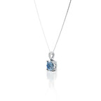 2 CT Blue Portuguese Cut Pendant With Chain