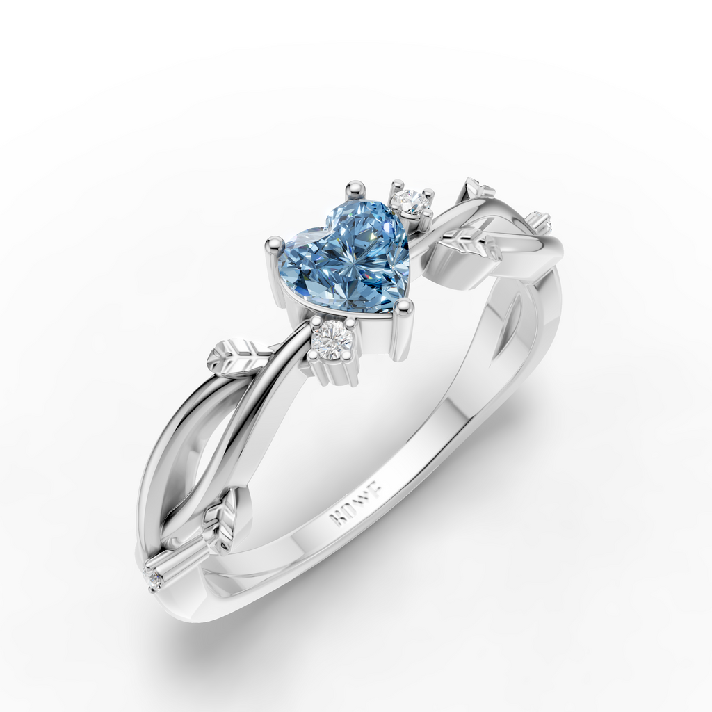 Blue Heart Solitaire Ring