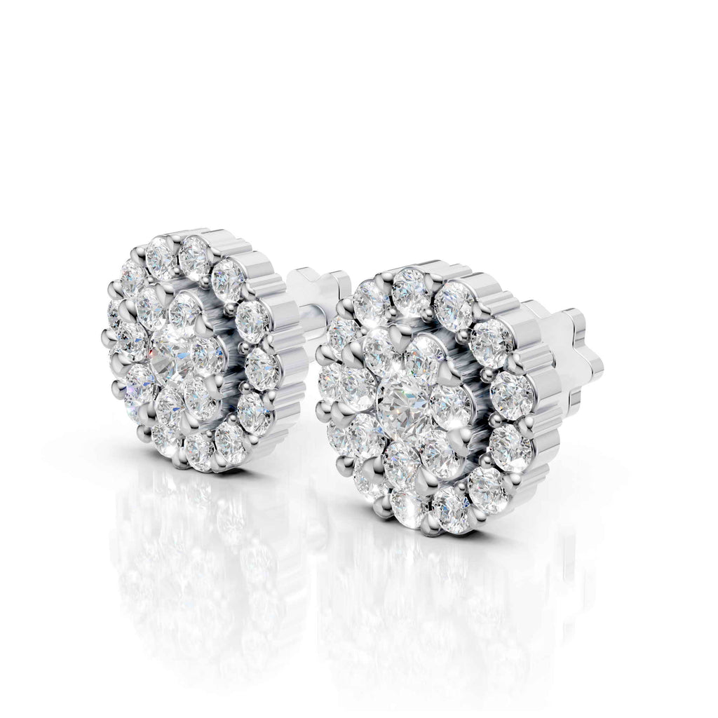 Classic Round Cluster Diamond Earrings (1 Pair)