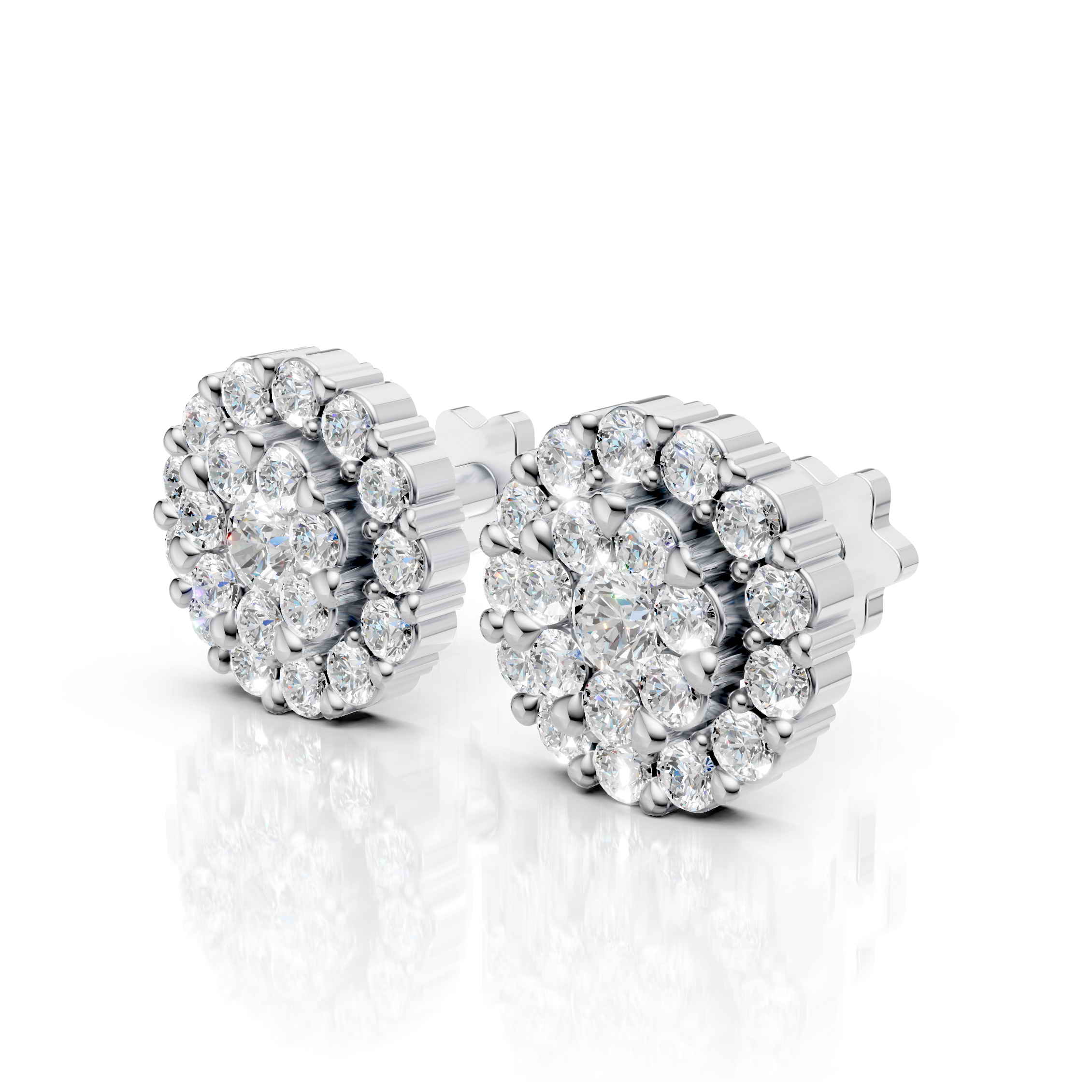 Classic Round Cluster Diamond Earrings (1 Pair)