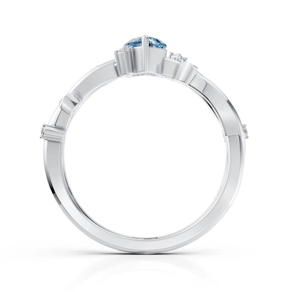 Blue Heart Solitaire Ring