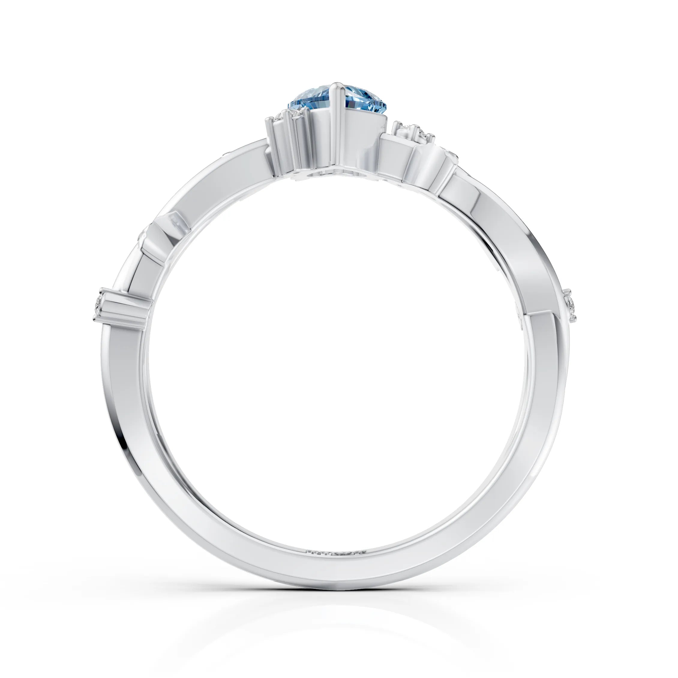 Blue Heart Solitaire Ring