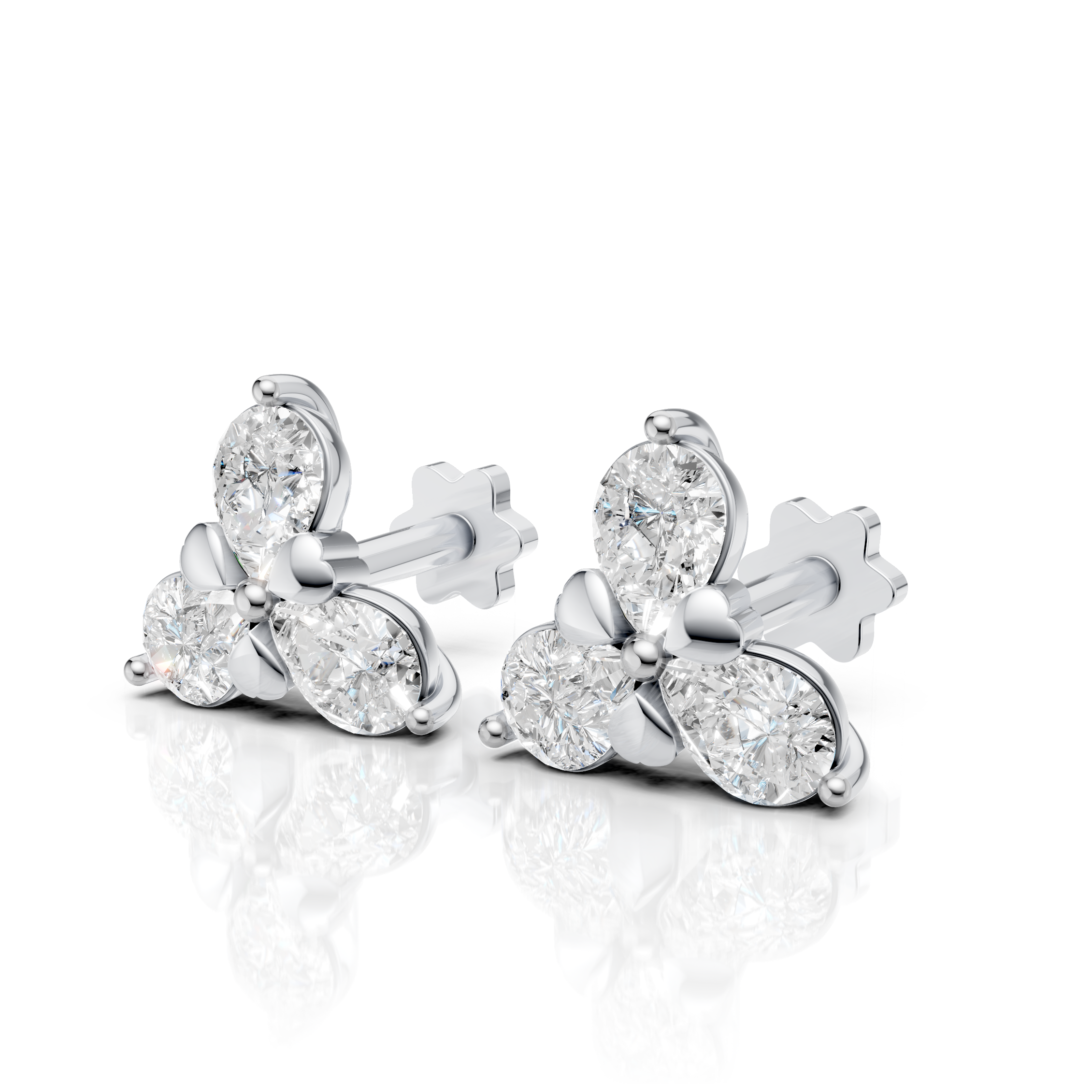 Pear Cut Floral Earrings (1 Pair)