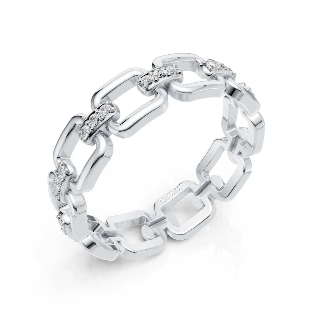 Luxury Diamond Link Chain Ring