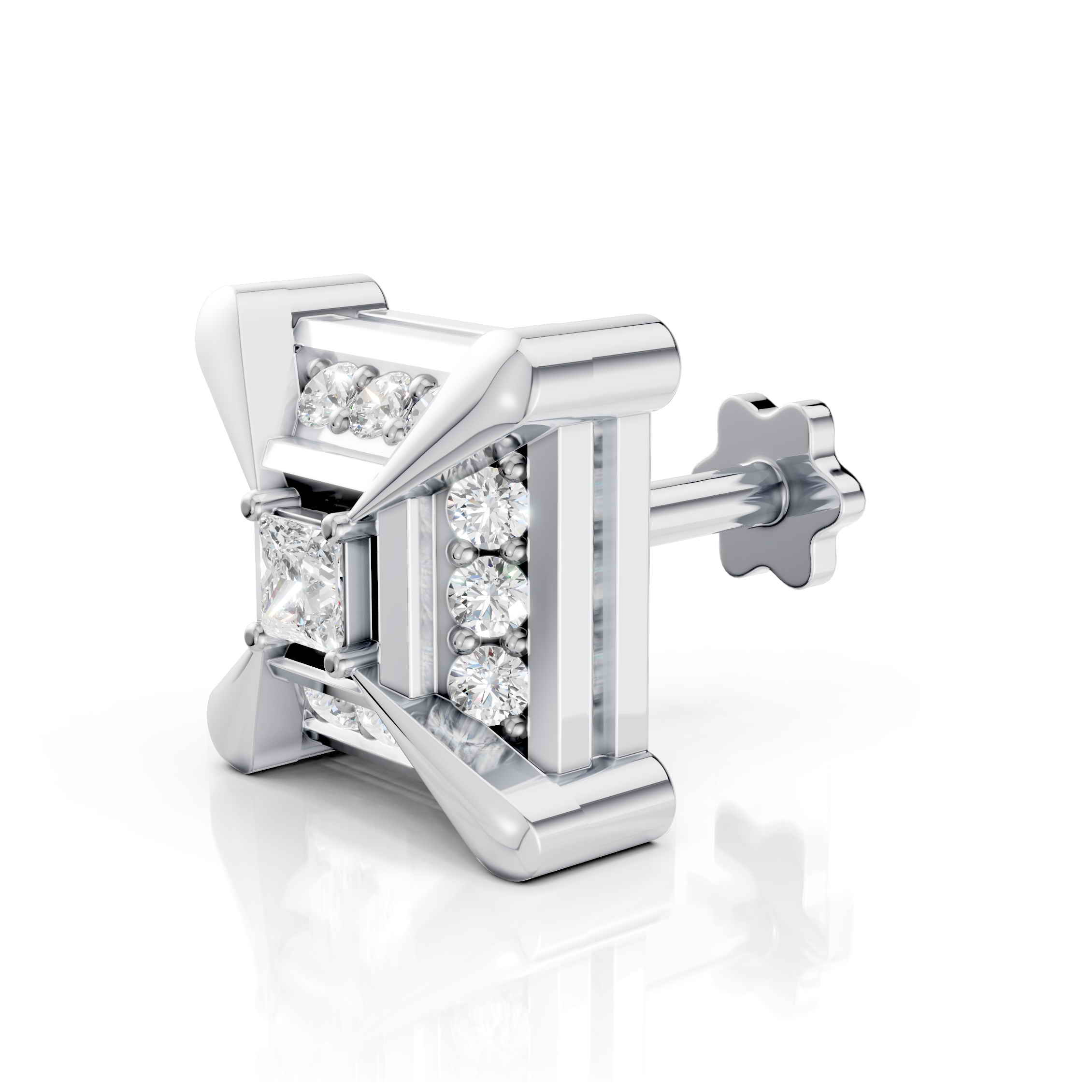Princess Cut Diamond Frame Stud (1 PC)