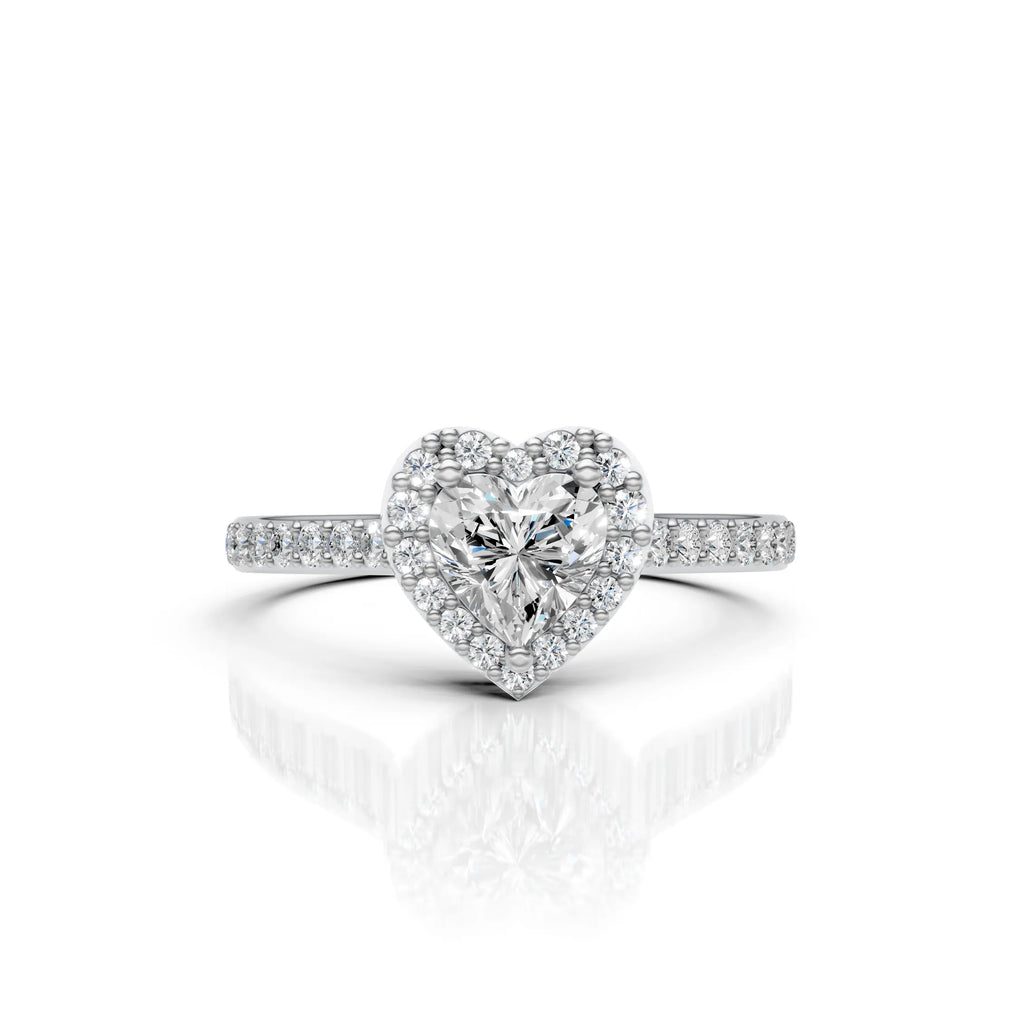 Heart Shape Diamond Halo Ring