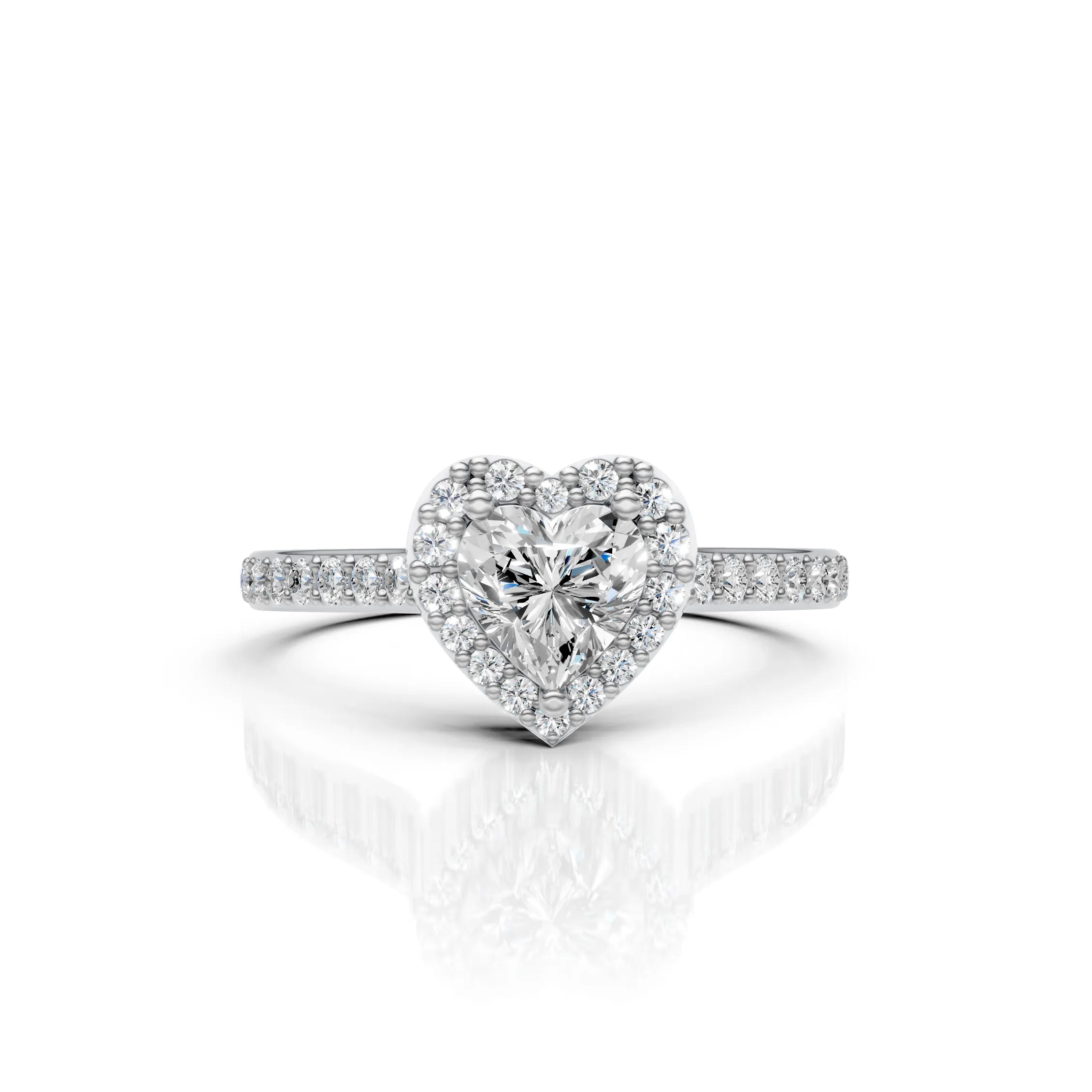Heart Shape Diamond Halo Ring