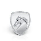 Majestic Horse Crest Diamond Signet Ring