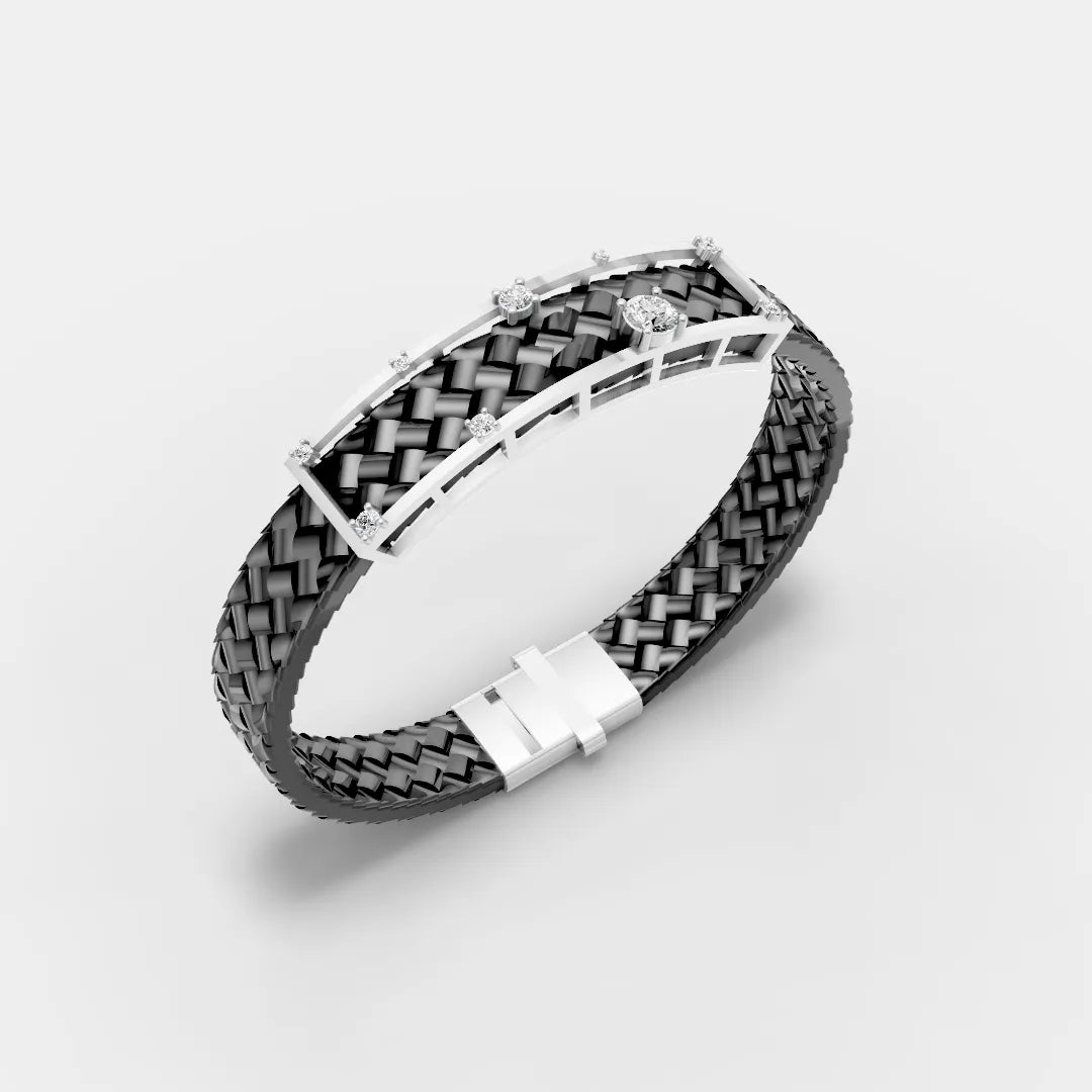 925 Sterling Silver Minimal Diamond Leather Belt