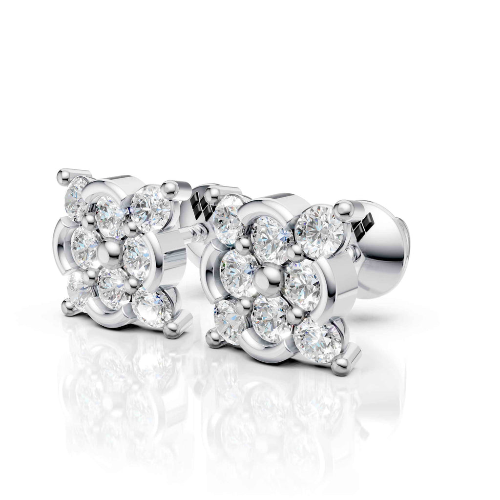Classic Square Halo Diamond Earrings (1 Pair)