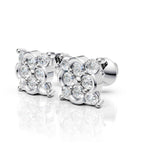 Classic Square Halo Diamond Earrings (1 Pair)
