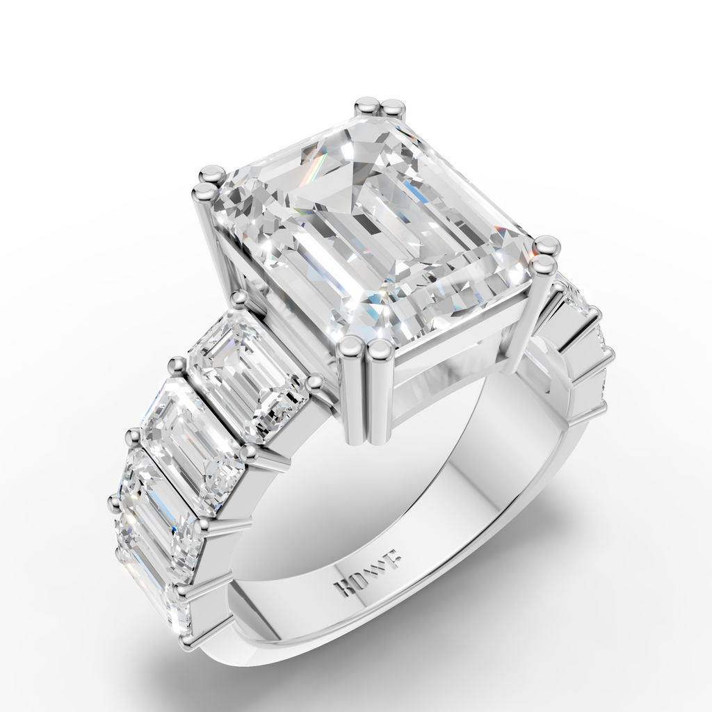 Emerald-Cut Ring with Baguette Accents