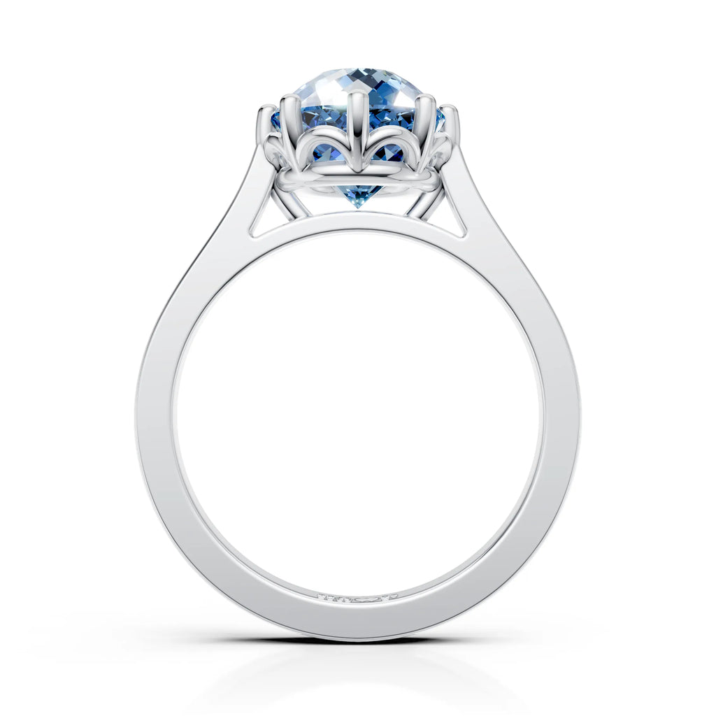 2 CT Blue Portuguese Cut Ring