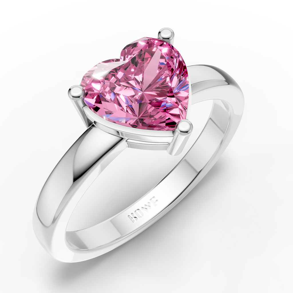 Pink Heart Solitaire Ring For Women