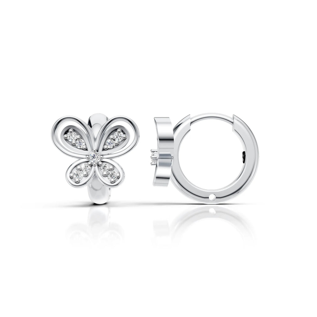 Diamond Butterfly Huggie Hoop Earrings