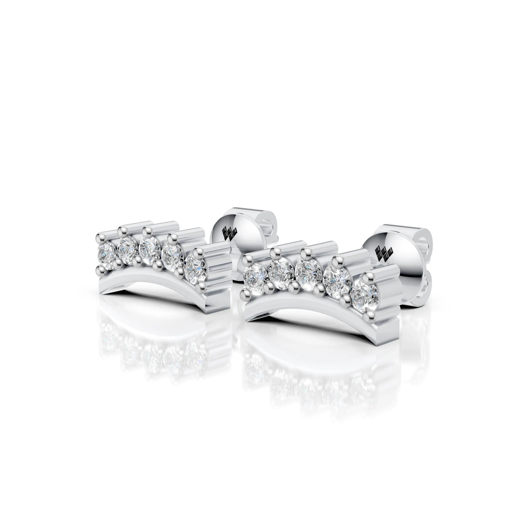 Curved Crown Stud Earrings (1 Pair)