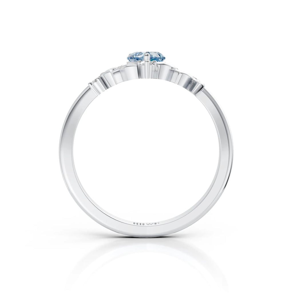 Blue Heart Leaf Ring