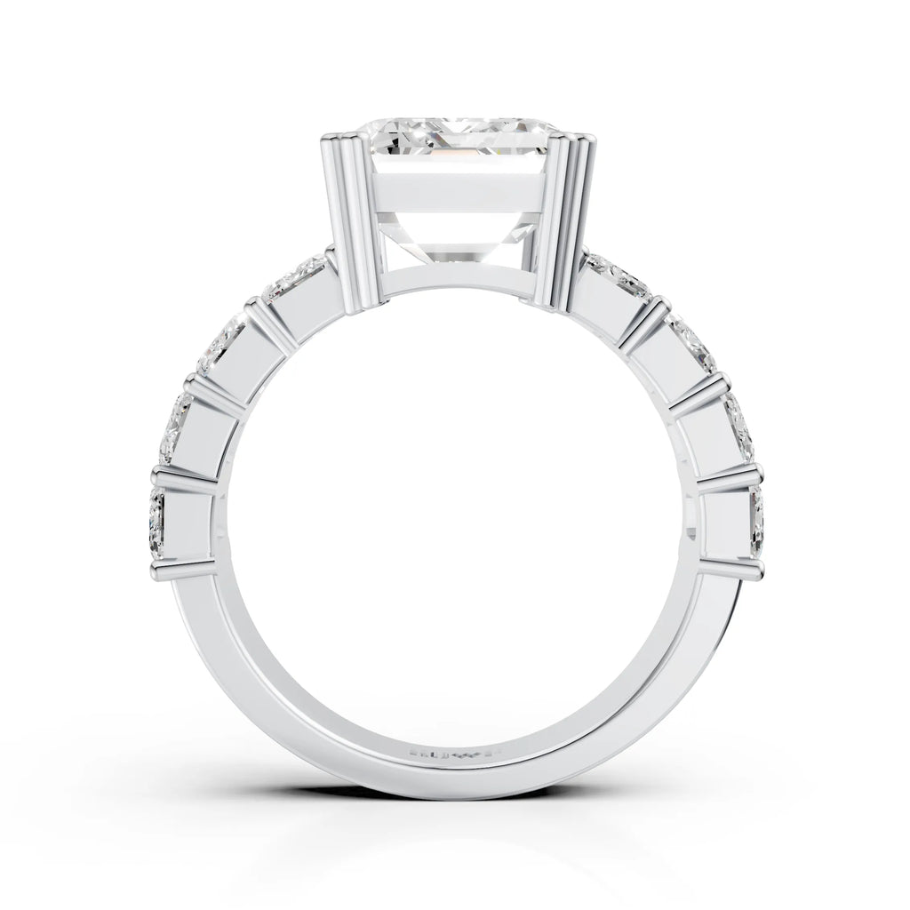 Emerald-Cut Ring with Baguette Accents