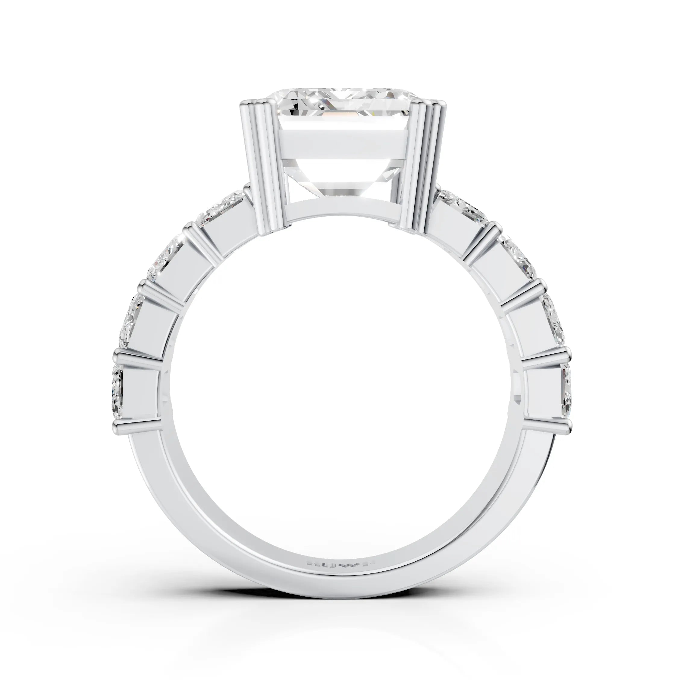 Emerald-Cut Ring with Baguette Accents