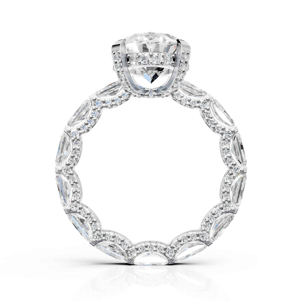Oval Diamond Ring with Emerald Cut Band