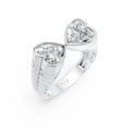 Double Heart Diamond Open Ring