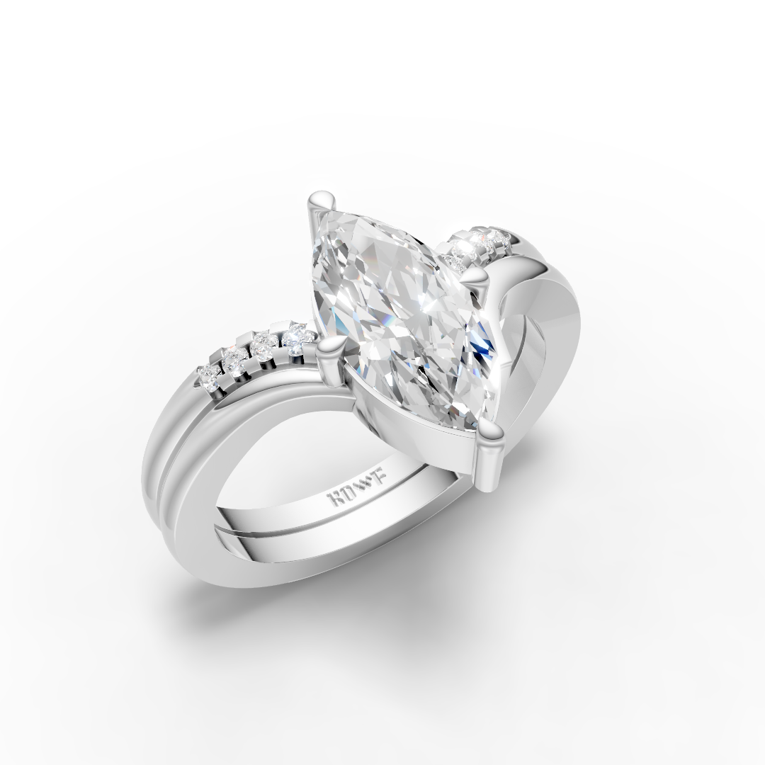 925 Sterling Silver Moissanite Diamond Marquise Ring