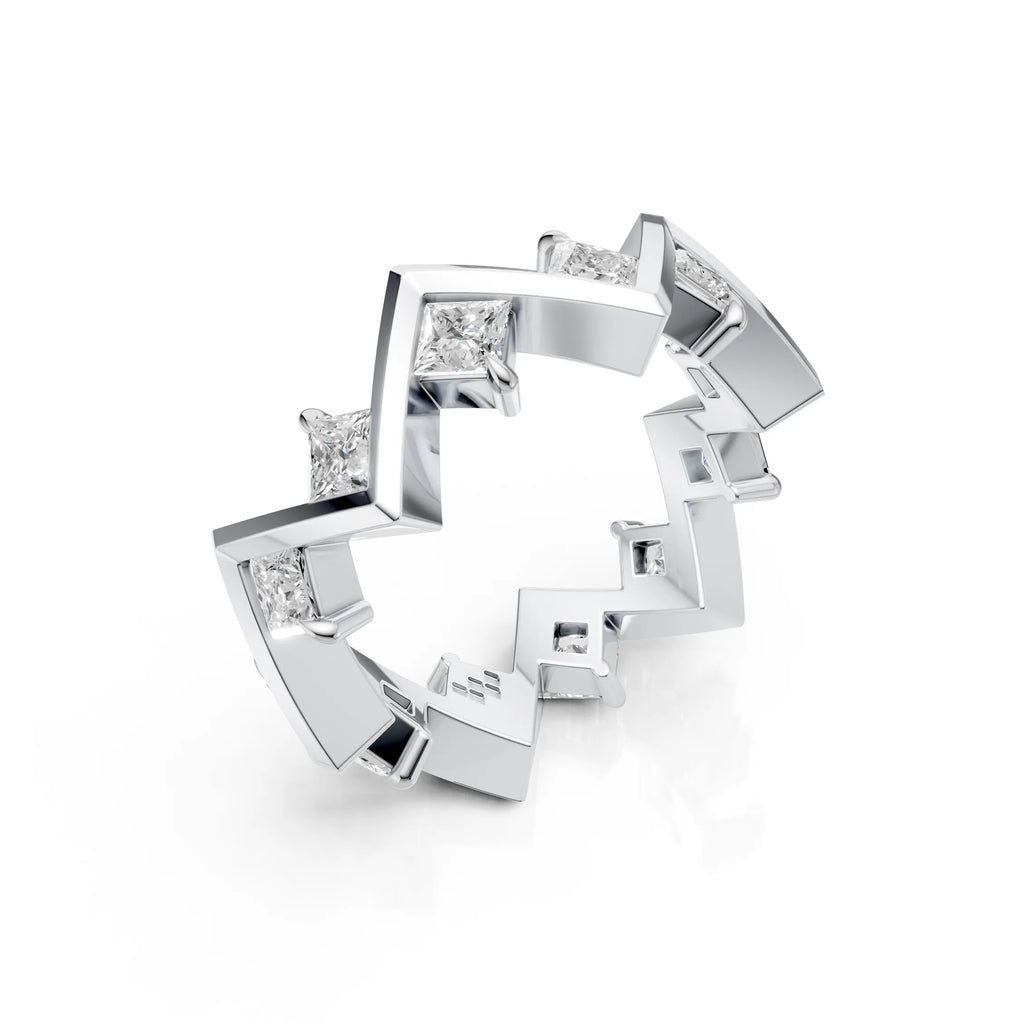Princess Cut Diamond Geometric Eternity Ring