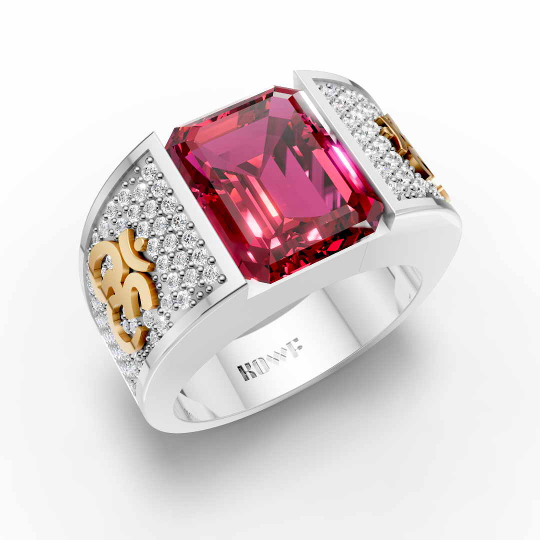 Red Stone With Om Ring