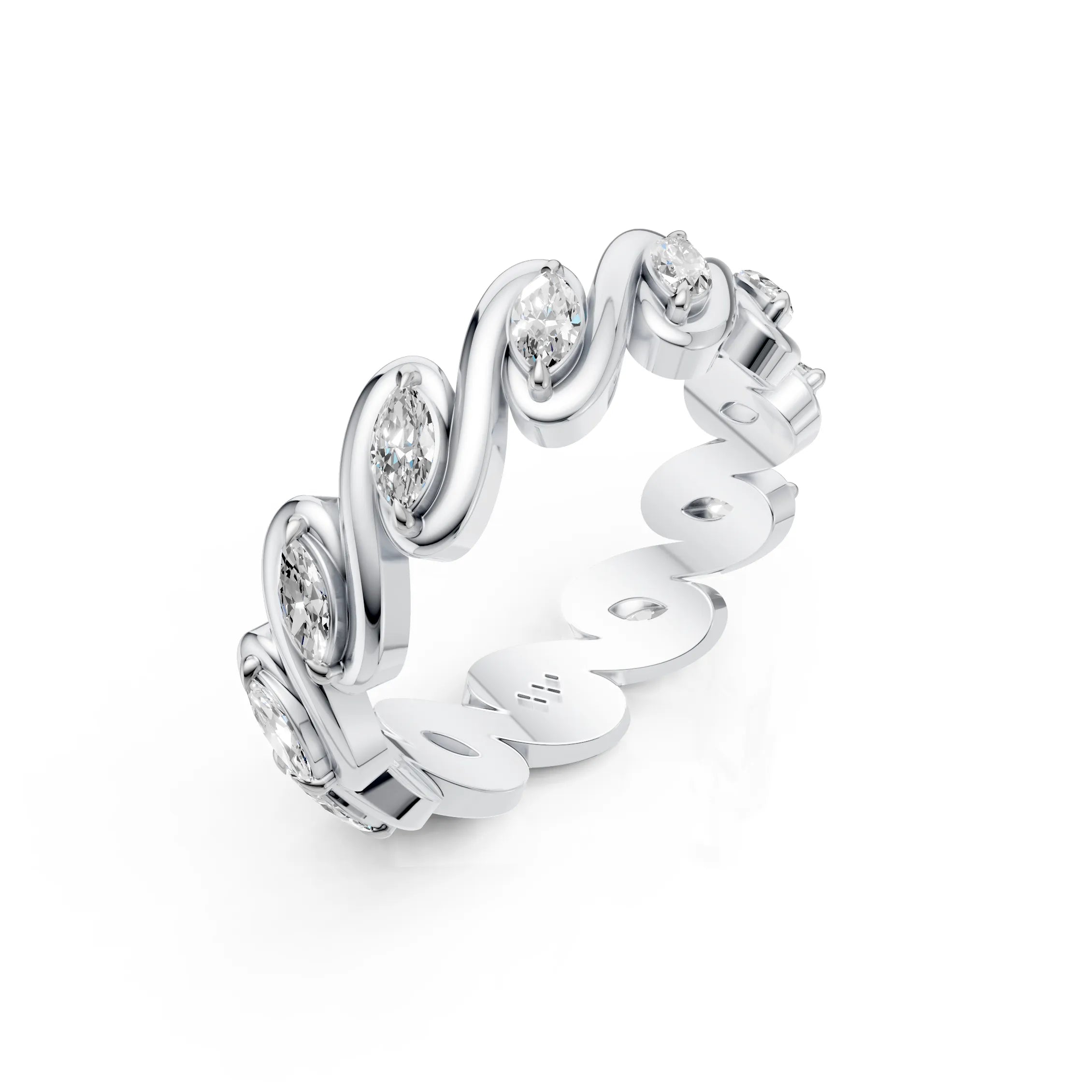 Marquise Diamond Twist Eternity Band Ring