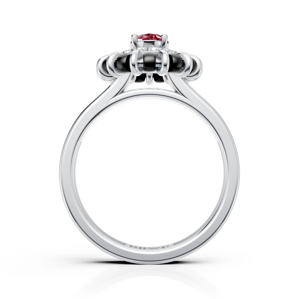 Classic Oval Ruby Cluster Ring