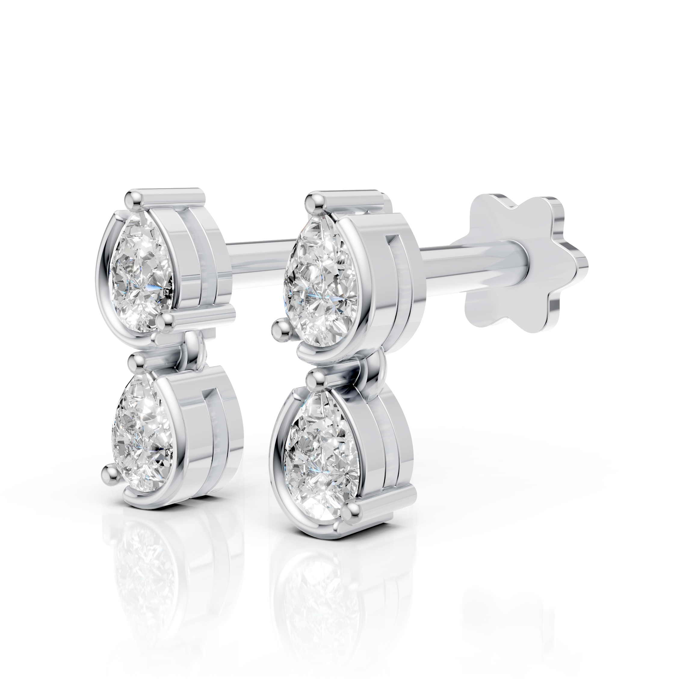 Pear Diamond Drop Earrings (1 Pair)
