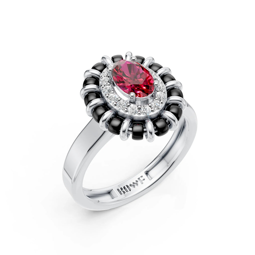 Classic Oval Ruby Cluster Ring