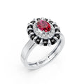 Classic Oval Ruby Cluster Ring