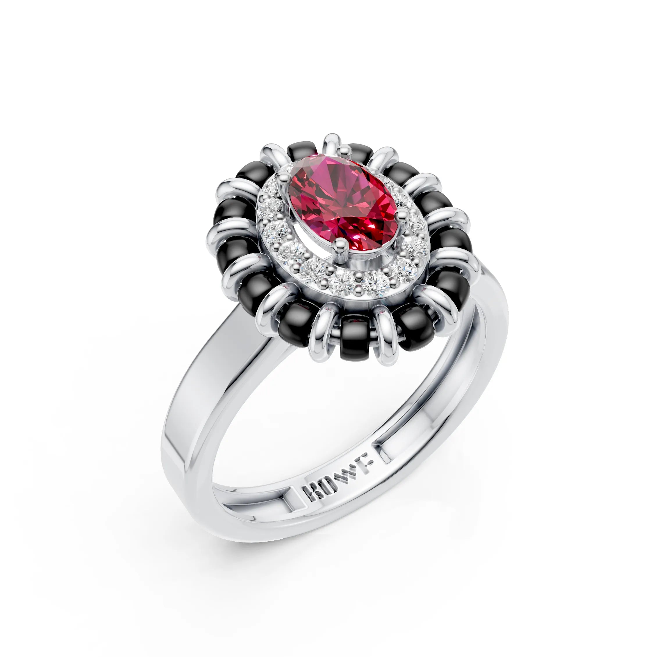 Classic Oval Ruby Cluster Ring