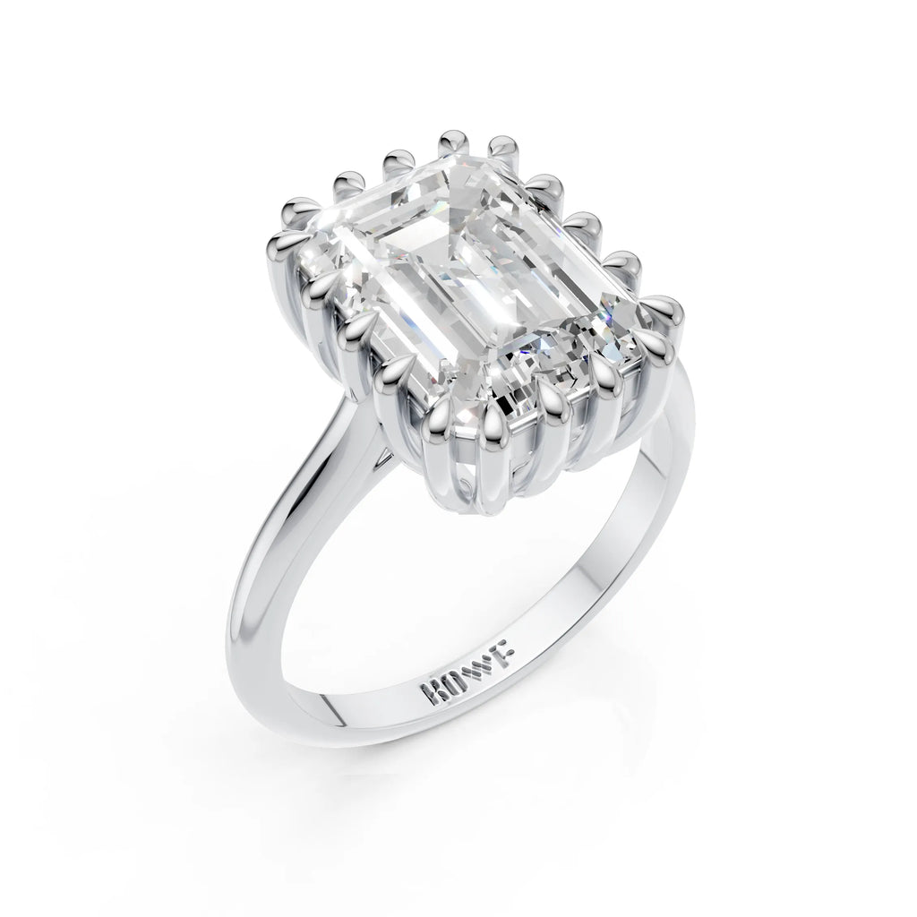 Crown Setting Emerald Solitaire Ring