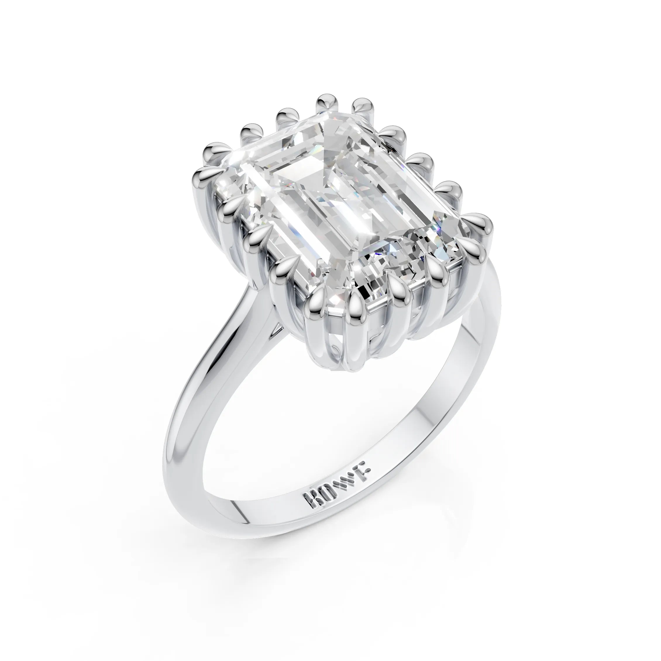 Crown Setting Emerald Solitaire Ring