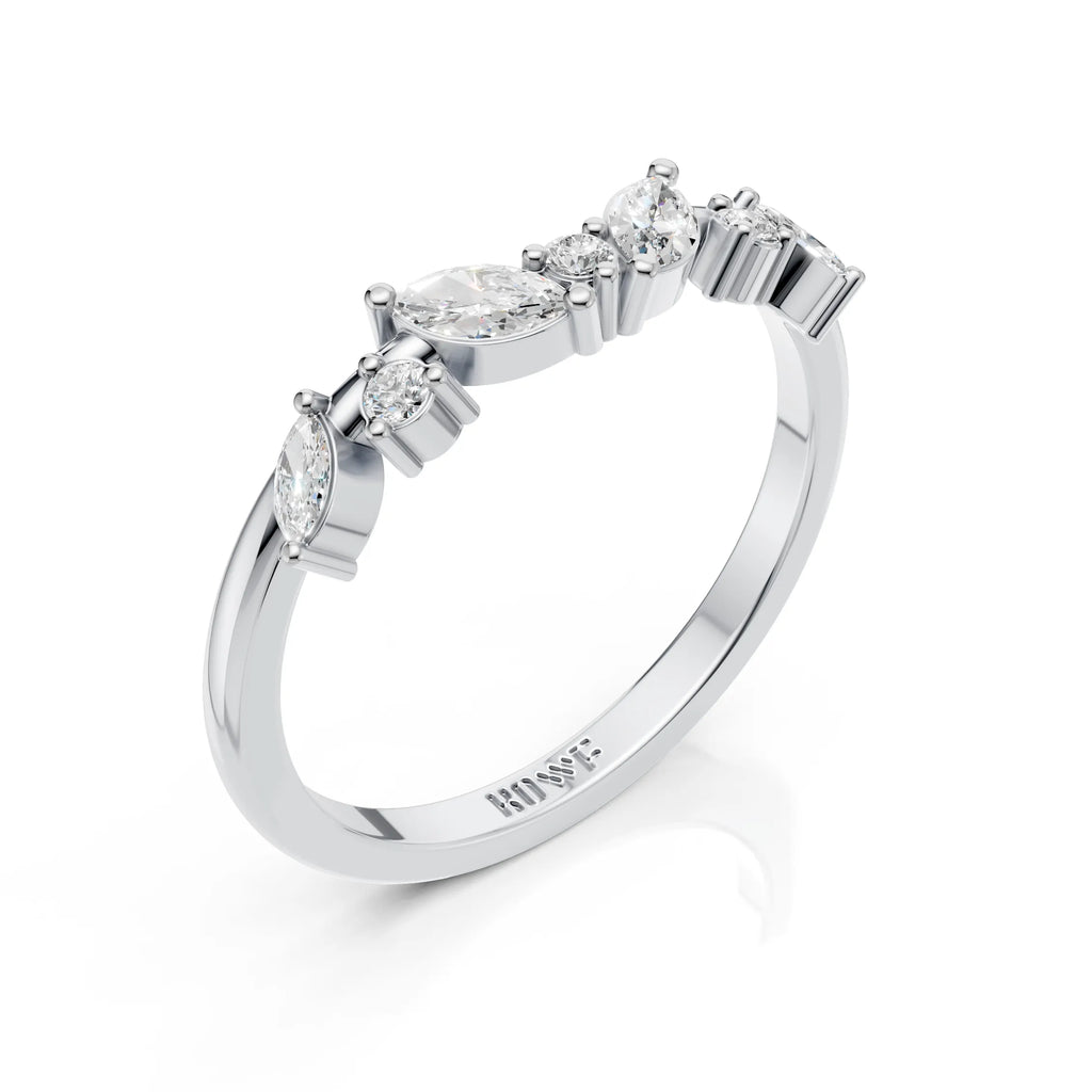 Marquise & Round Diamond Band Ring