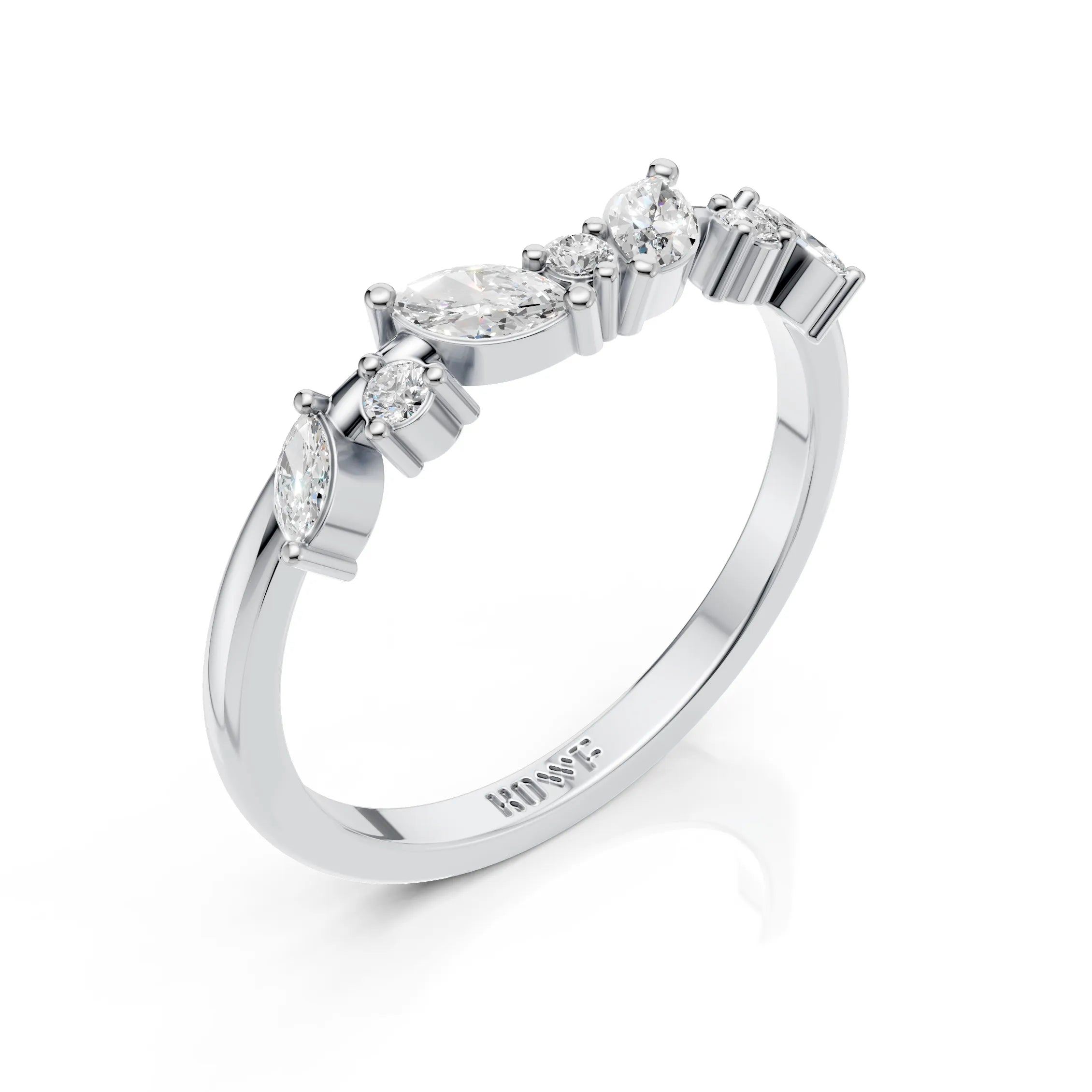 Marquise & Round Diamond Band Ring