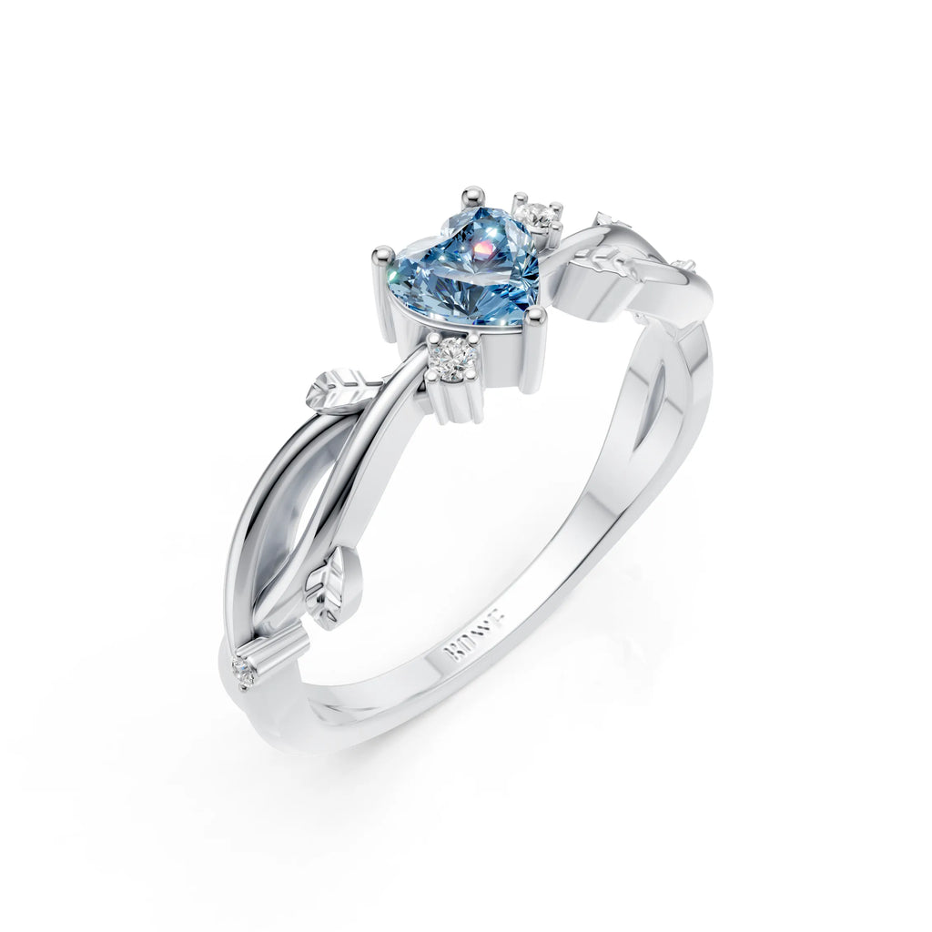 Blue Heart Solitaire Ring