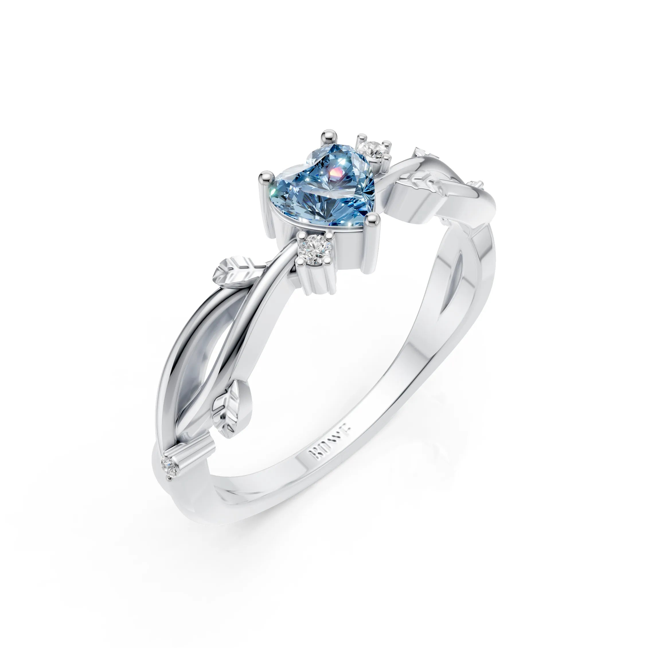 Blue Heart Solitaire Ring