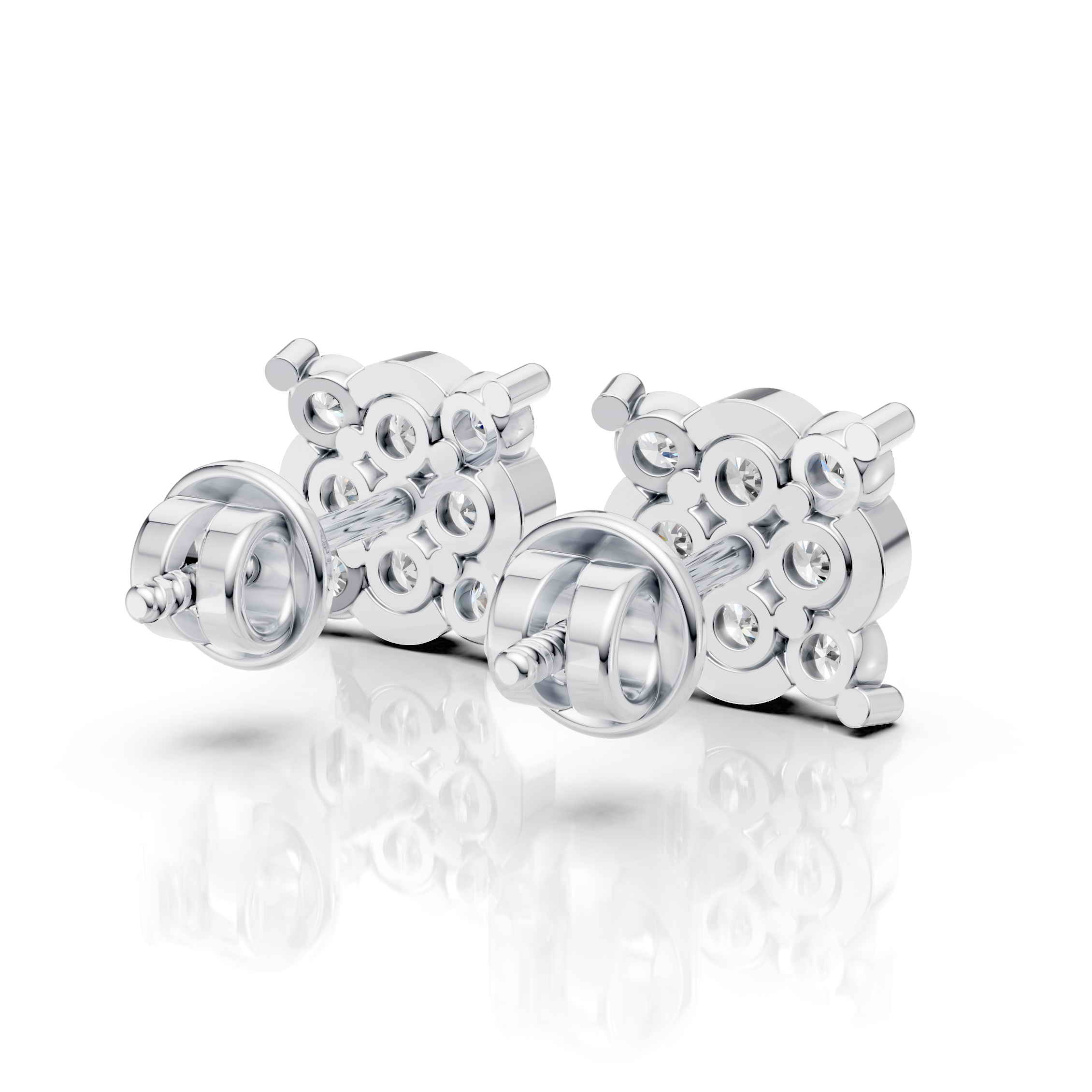 Classic Square Halo Diamond Earrings (1 Pair)