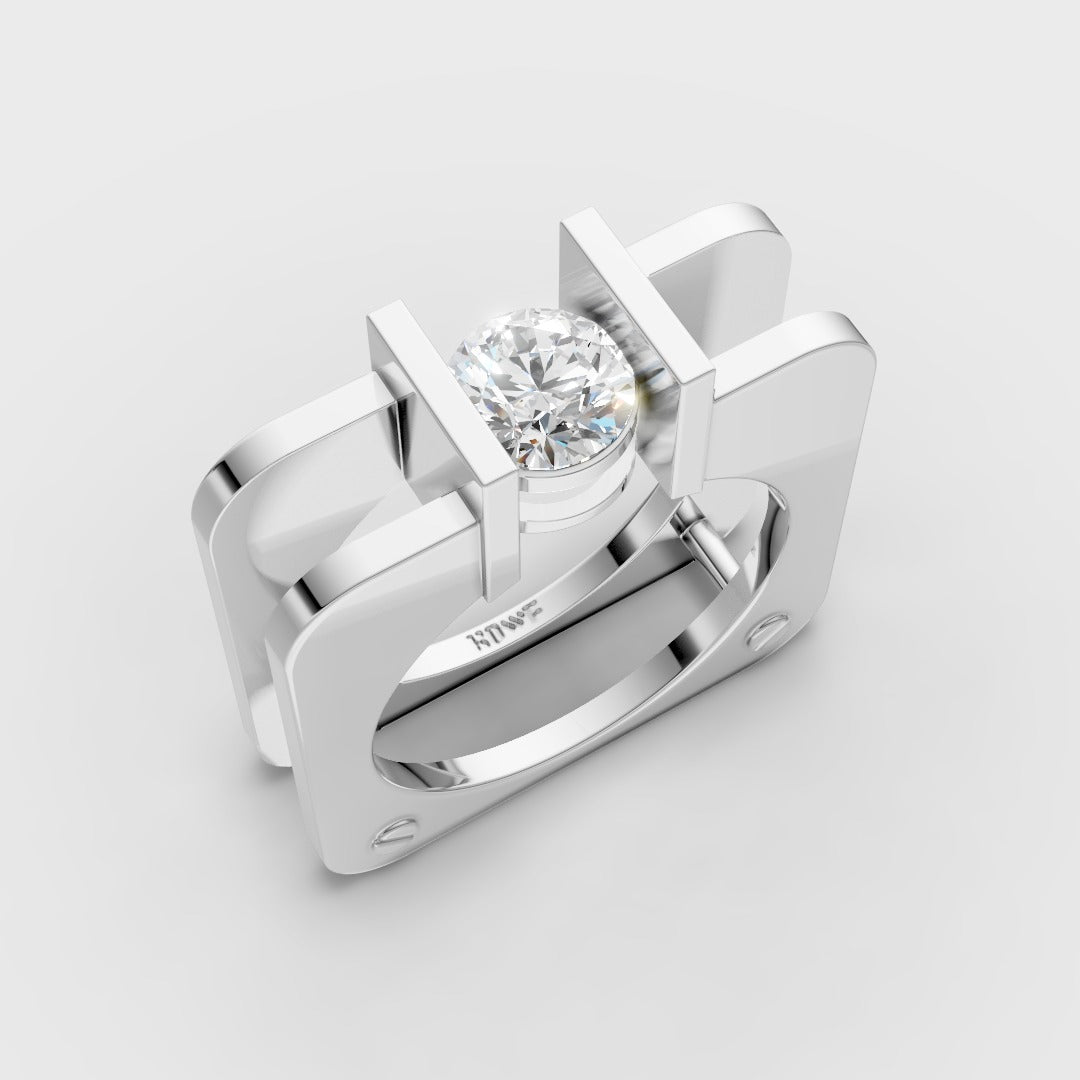 Modern Square Solitaire Ring