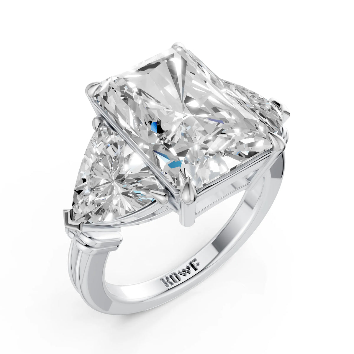 Emerald Three Stone Diamond Ring