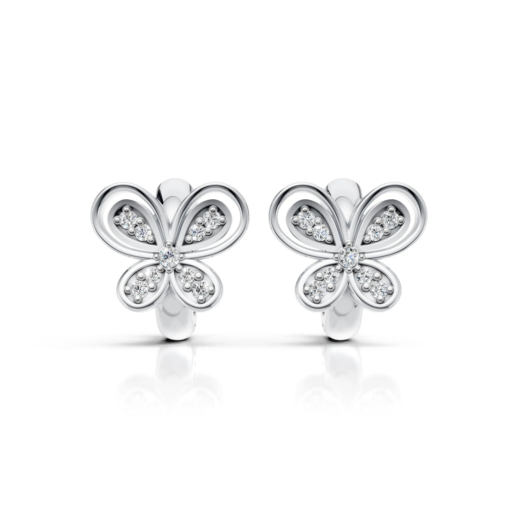 Diamond Butterfly Huggie Hoop Earrings