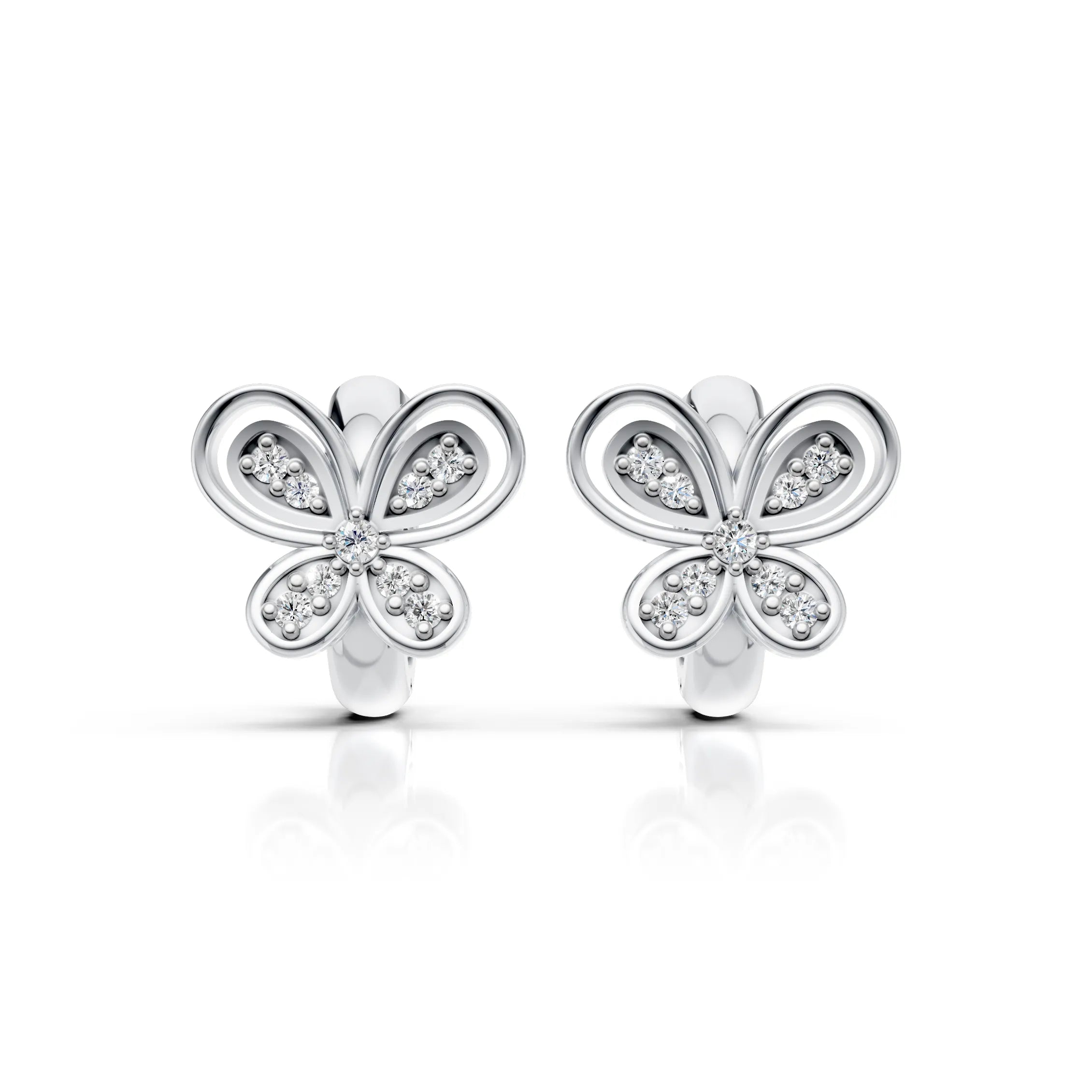 Diamond Butterfly Huggie Hoop Earrings