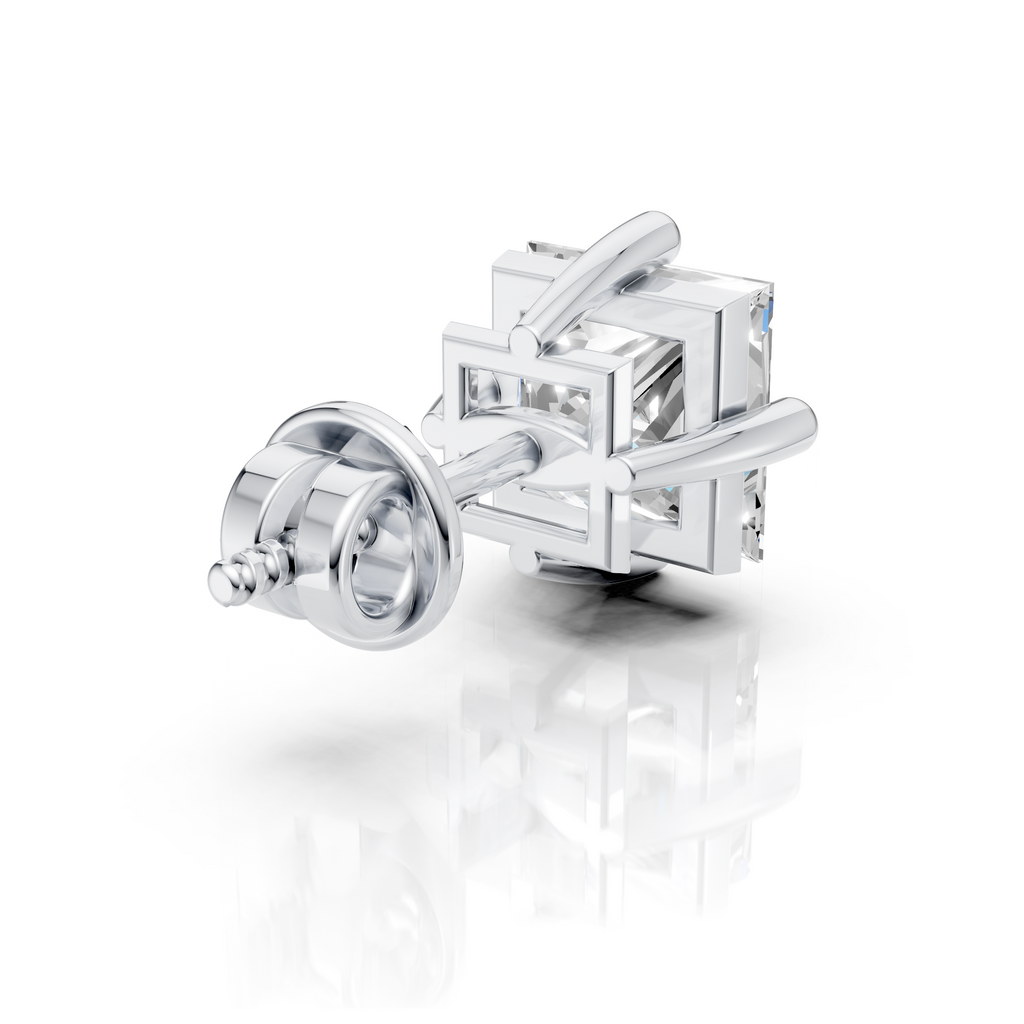 Princess Cut Solitaire Stud